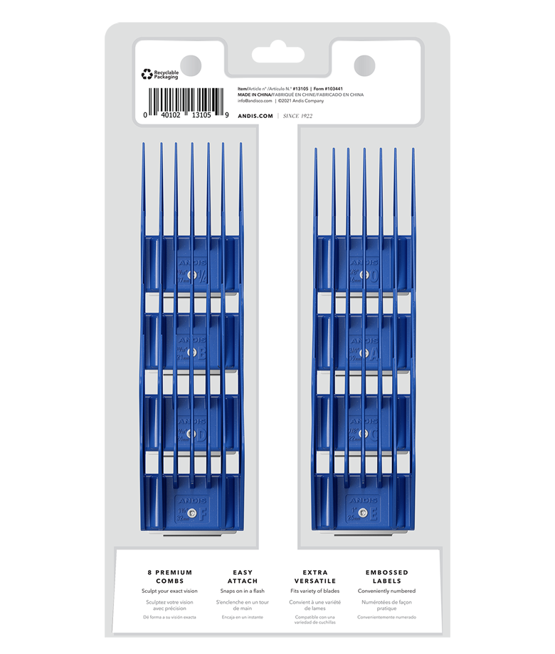 Andis – Clipper – Comb Large – 8 Piece Set