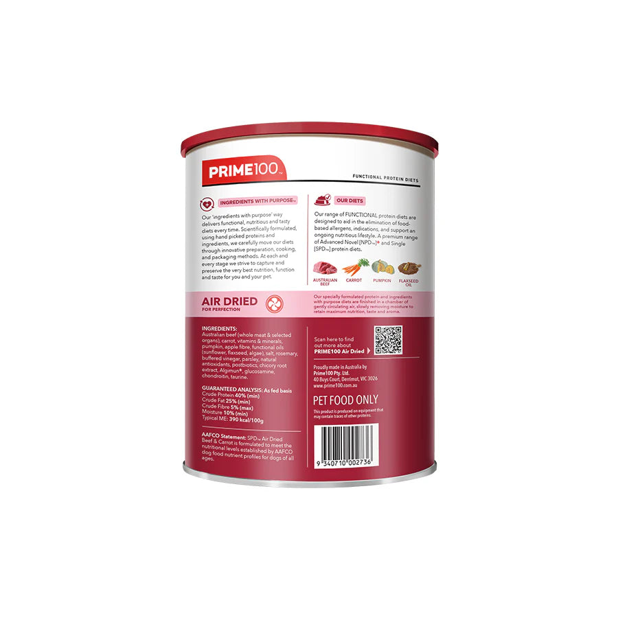 Prime100 – SPD Air Dried – Beef & Carrot