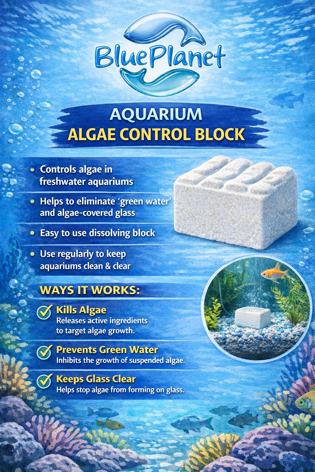 Blue Planet – Aquarium Algae Control Block