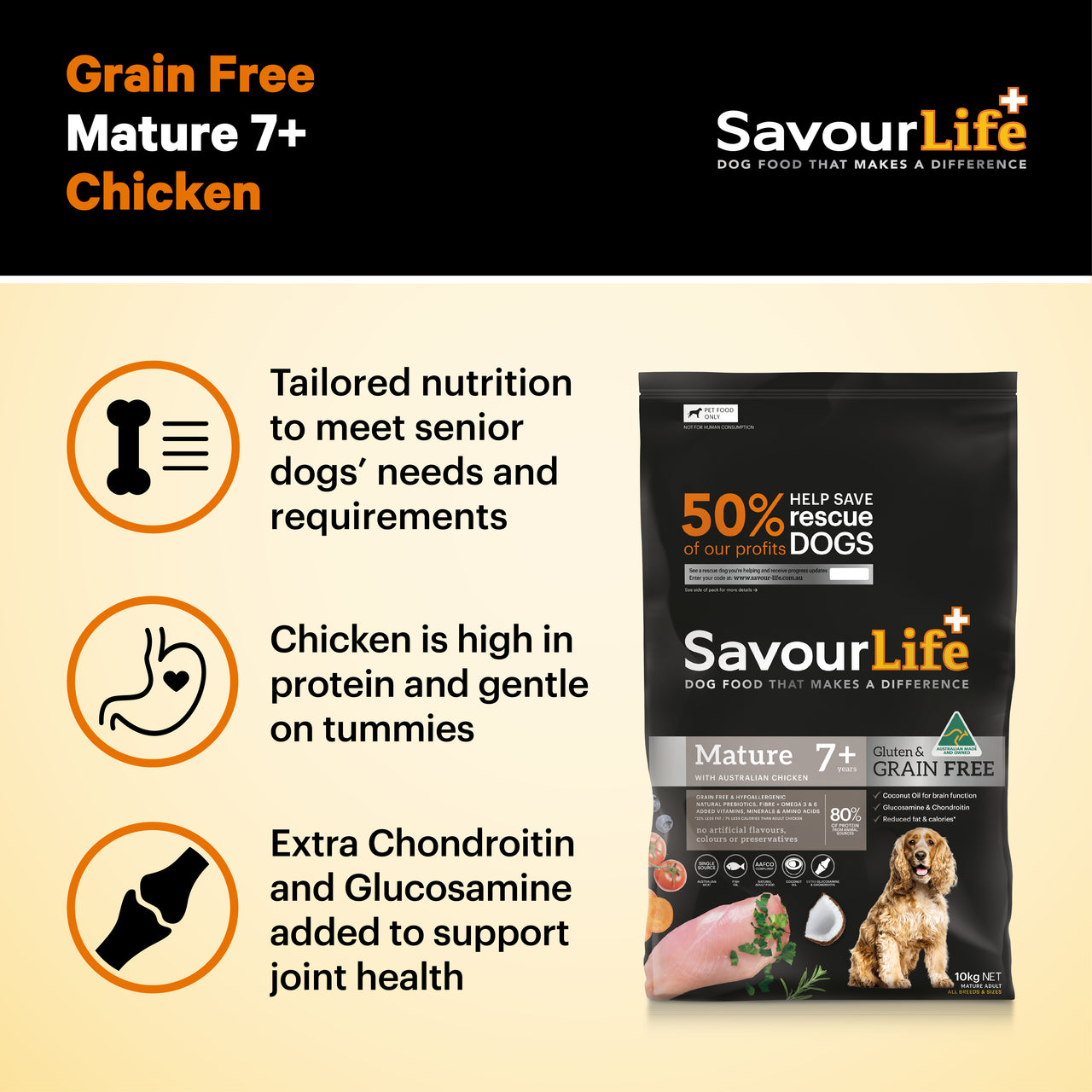 SavourLife – Adult Mature 7+ – GRAIN FREE – Australian Chicken