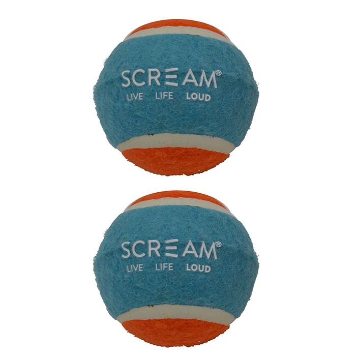 Scream – Tennis Ball – Loud Blue & Orange- Medium – 2 Pack