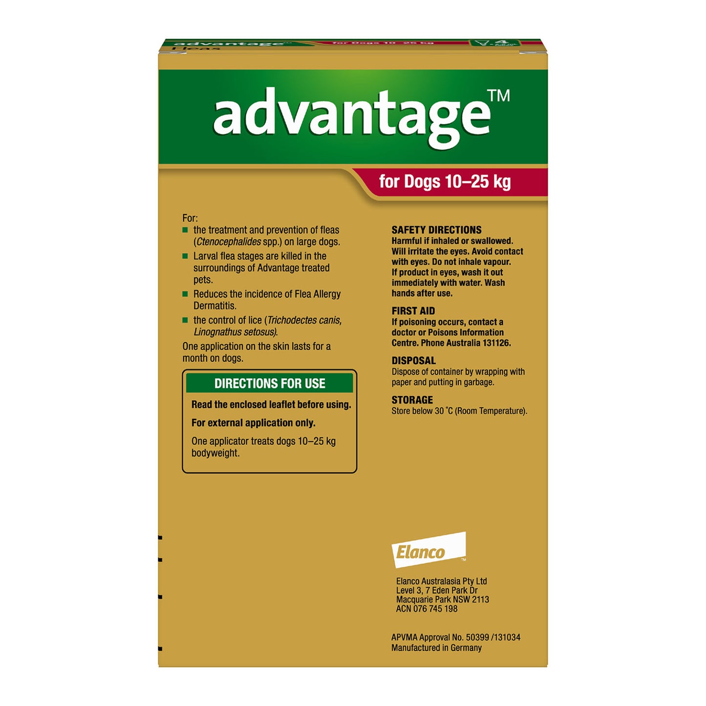 Advantage – Fleas – Dogs 10kg to 25kg