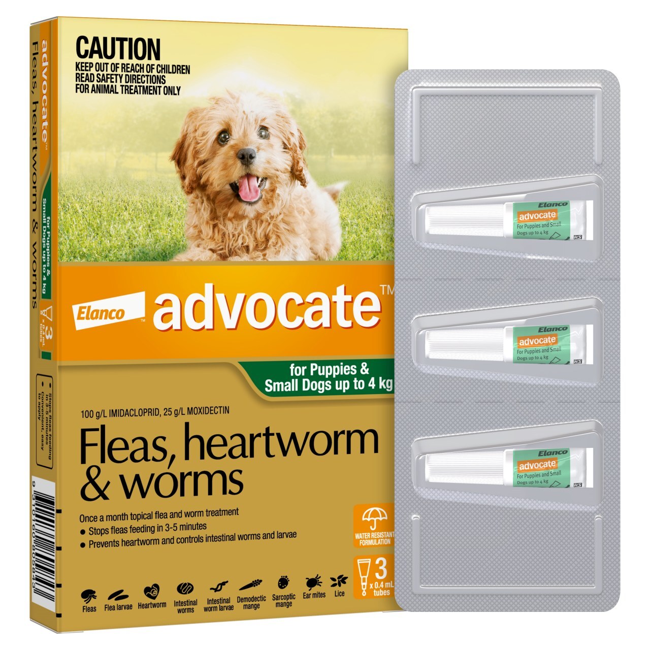Advocate – For Dogs – Fleas, Heartworm & Worms – 3 Tubes
