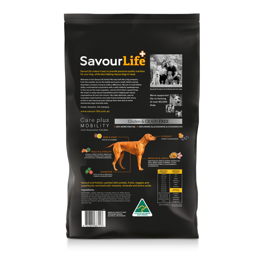 SavourLife – Adult Dog – Care plus – GRAIN FREE – Mobility with Australian Chicken