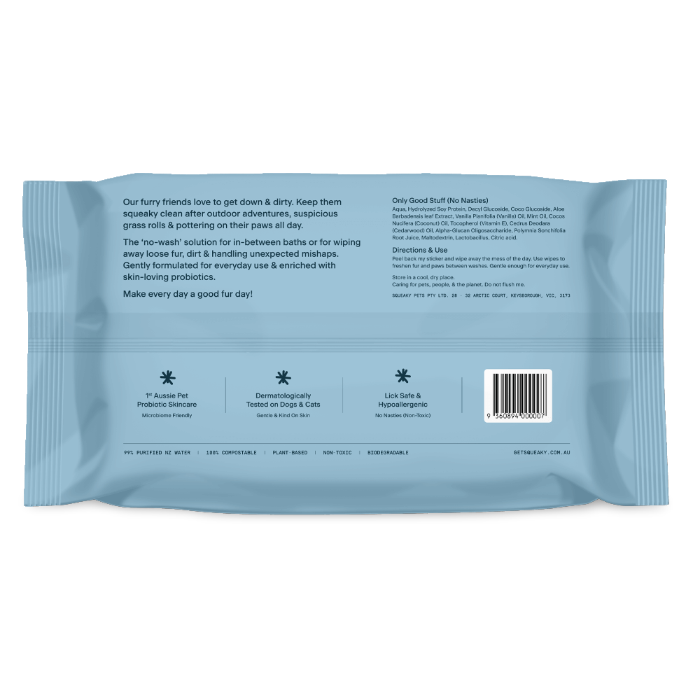 Squeaky – Probiotic Pet Wipes – Scented