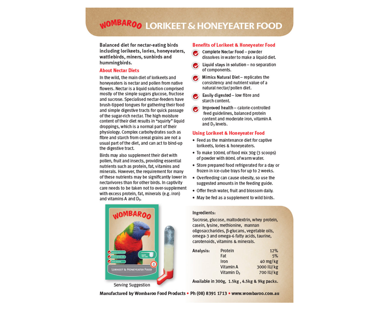 Wombaroo – Lorikeet & Honeyeater Food