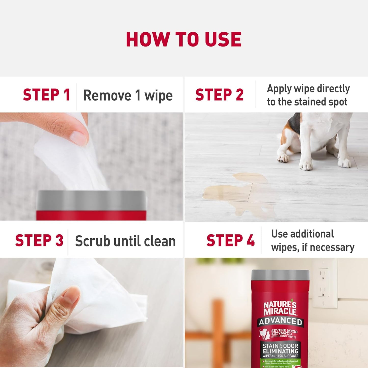 Nature’s Miracle – Advanced Stain & Odour Eliminating Wipes