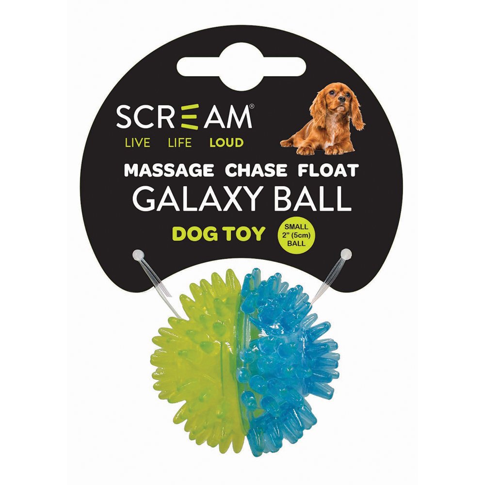Scream – Galaxy Ball – Loud Green & Blue - Barkn Bargains