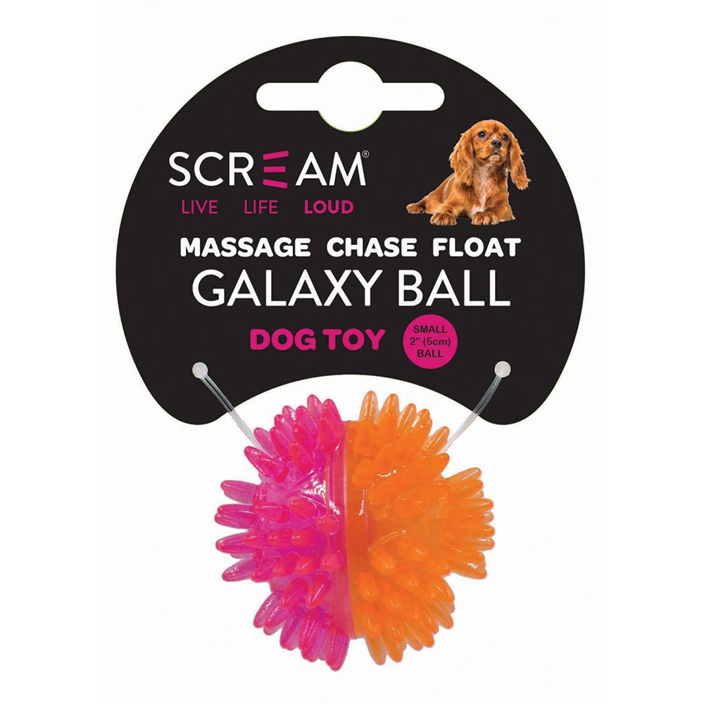 Scream – Galaxy Ball – Loud Pink & Orange - Barkn Bargains