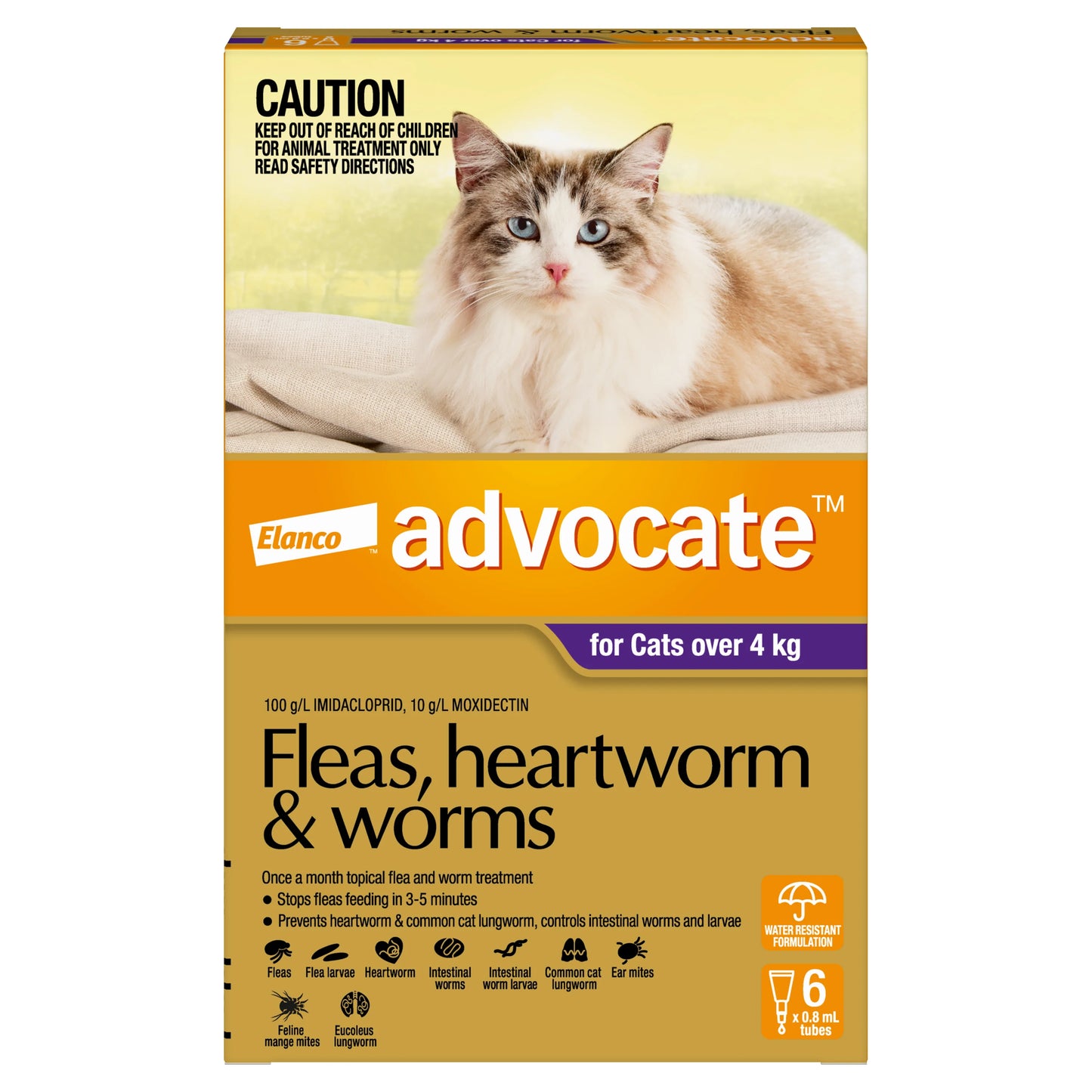 Advocate – Kittens/Cats – Fleas, Heartworm & Worms – 6 Tubes