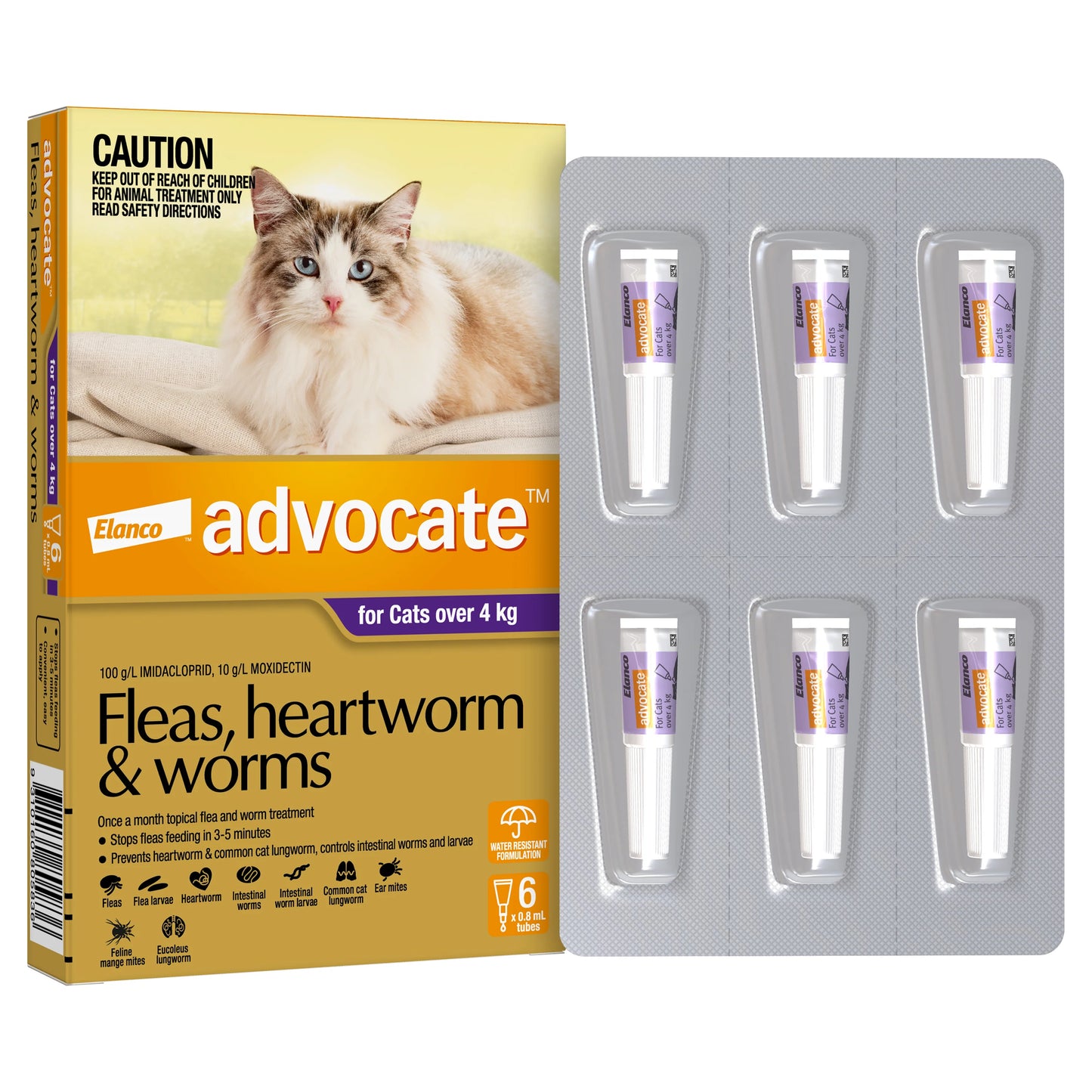 Advocate – Kittens/Cats – Fleas, Heartworm & Worms – 6 Tubes