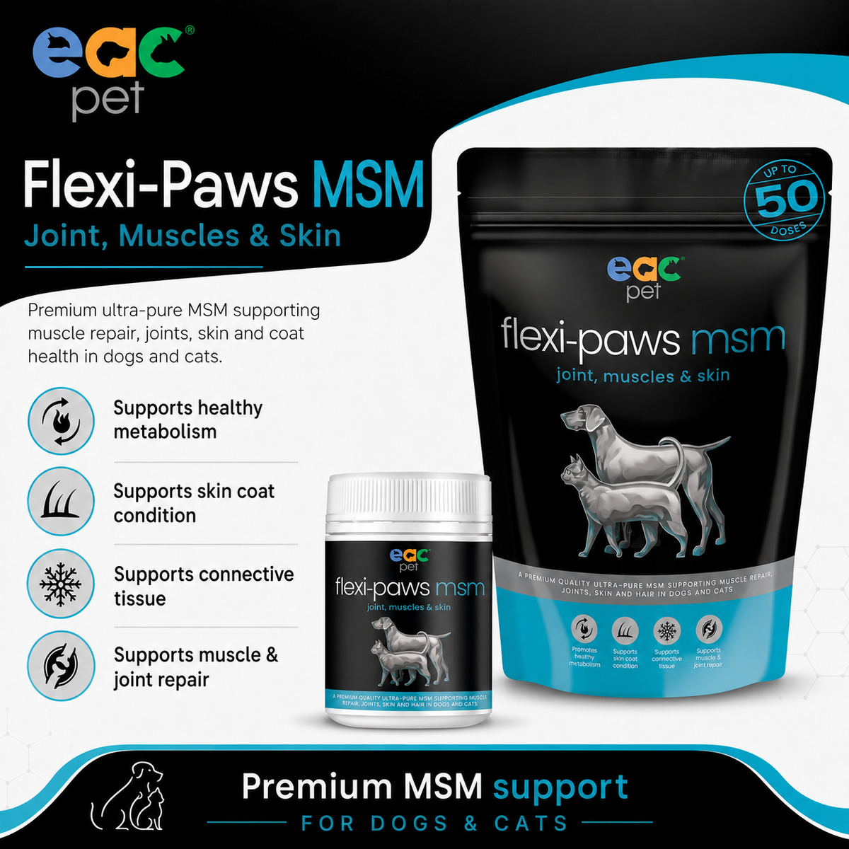 EAC Animal Care – Flexi-Paws MSM Joint, Muscles & Skin