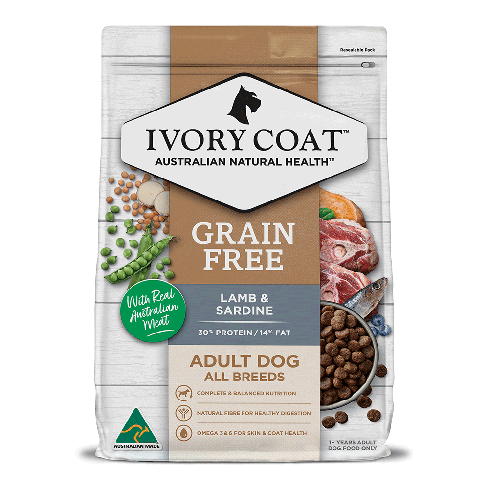 Ivory Coat – Adult Dog – GRAIN FREE – Lamb & Sardine